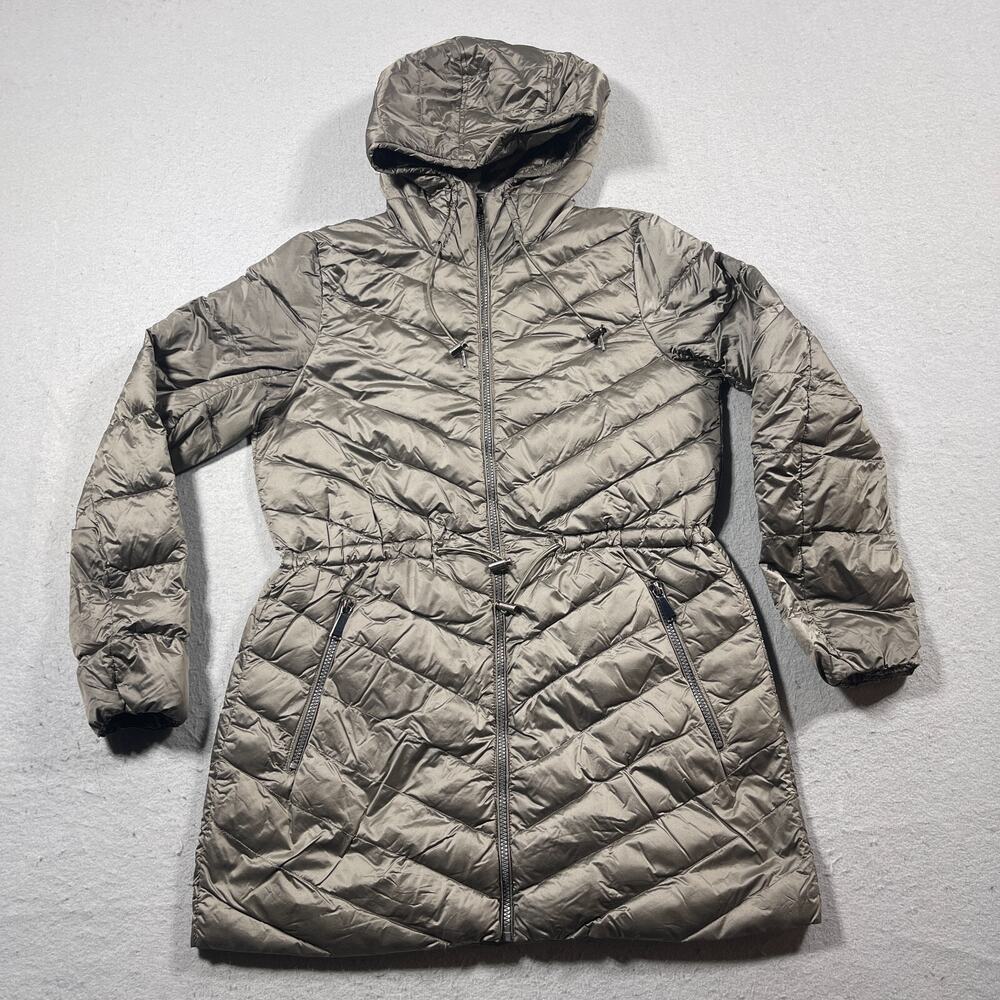Saks Fifth Avenue Jacket Women S Gray Puffer Hooded Down Coat Packable